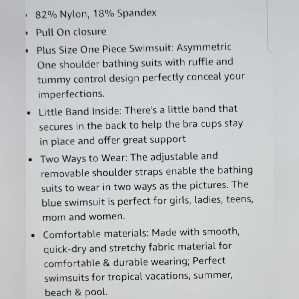 NWT Plus Size One shoulder One Piece Ruffle Tummy Control Navy Blue Swimwear 22w - Picture 12 of 12